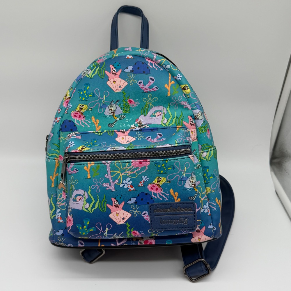 Loungefly Nickelodeon SpongeBob SquarePants Bikini Bottom Mini Backpack  Blue‎
